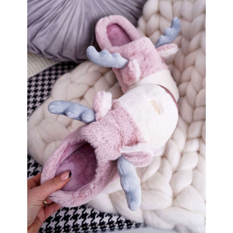 FRID Ciabatte Da Donna Con Pelliccia E Renne Rosa Deff 2