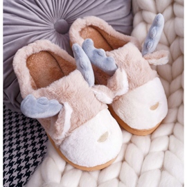 FRID Ciabatte Da Donna Con Pelliccia Beige Renna Deff 1