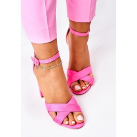 PS1 Sandali Donna Con Tacco Camoscio Fucsia Fluo Telmen rosa 1