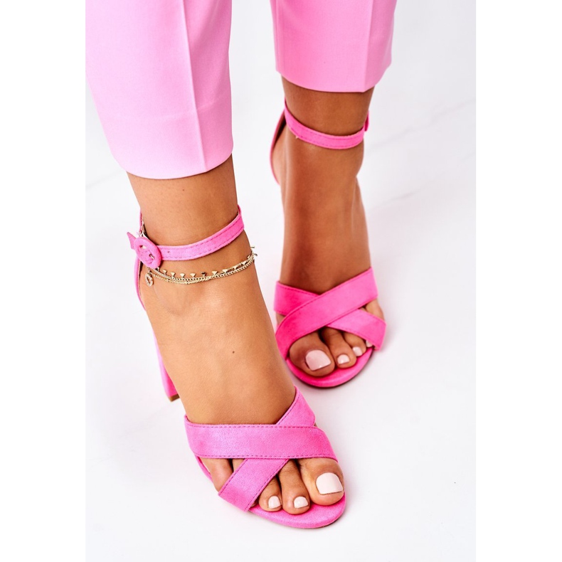 PS1 Sandali Donna Con Tacco Camoscio Fucsia Fluo Telmen rosa 1