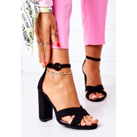 SEA Sandali Donna Con Tacco Camoscio Nero Telmen 1