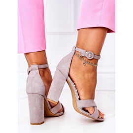 PS1 Sandali Donna Con Tacco Camoscio Grigio Telmen 1