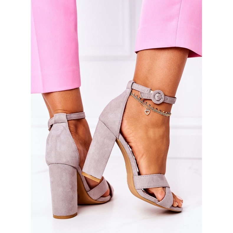 PS1 Sandali Donna Con Tacco Camoscio Grigio Telmen 1
