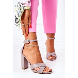 PS1 Sandali Donna Con Tacco Camoscio Grigio Telmen 2