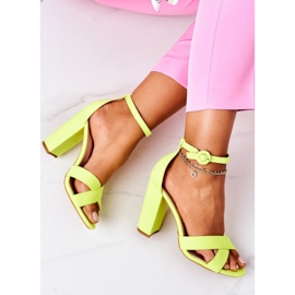 PS1 Sandali Donna Con Tacco Scamosciato Giallo Fluo Telmen 1