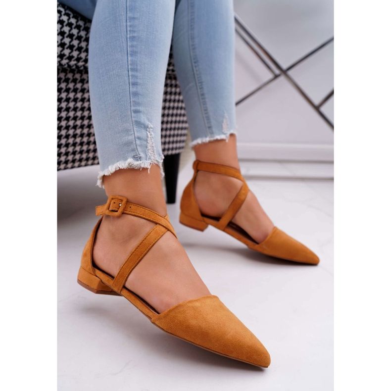 PS1 Ballerine da donna in pelle scamosciata color cammello Spitz Vontare marrone 1