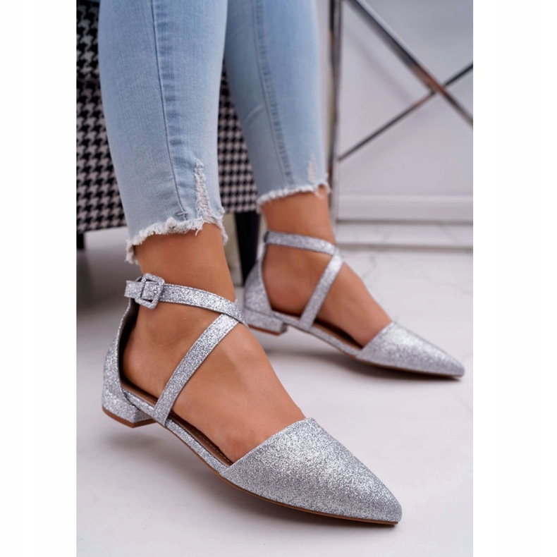 PS1 Ballerine Glitter da donna in argento Spitz Vontare grigio 2