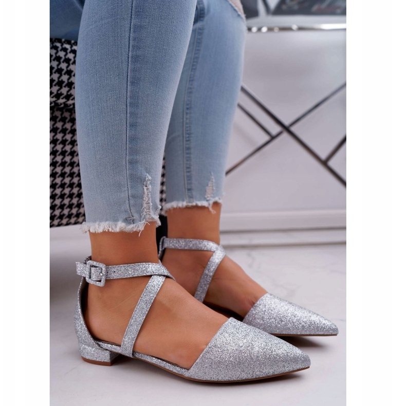 PS1 Ballerine Glitter da donna in argento Spitz Vontare grigio 1
