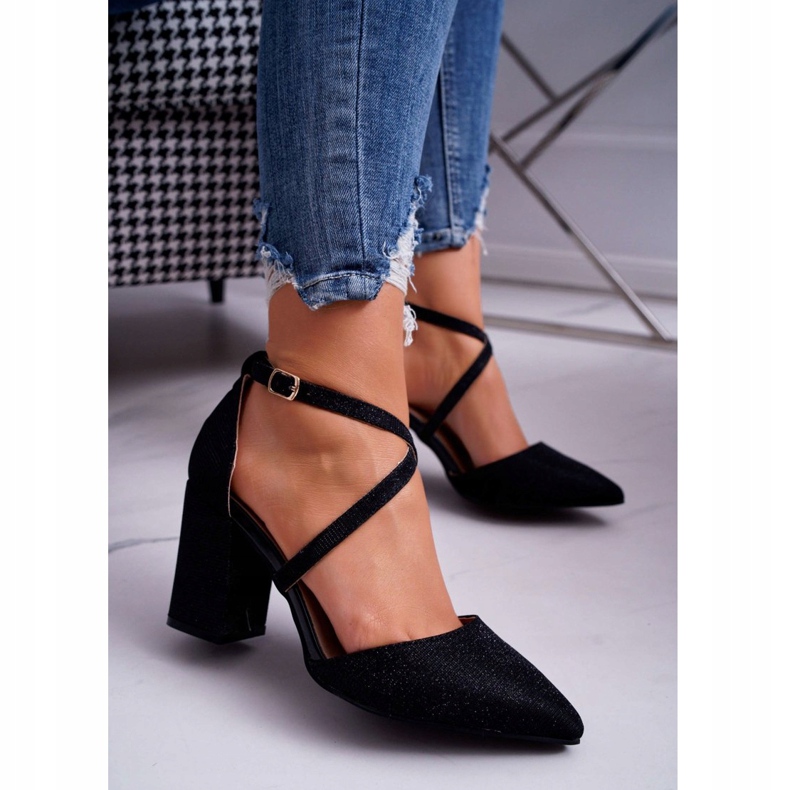 SEA Décolleté Da Donna Con Tacco Glitter Nero Perset multicolore 2
