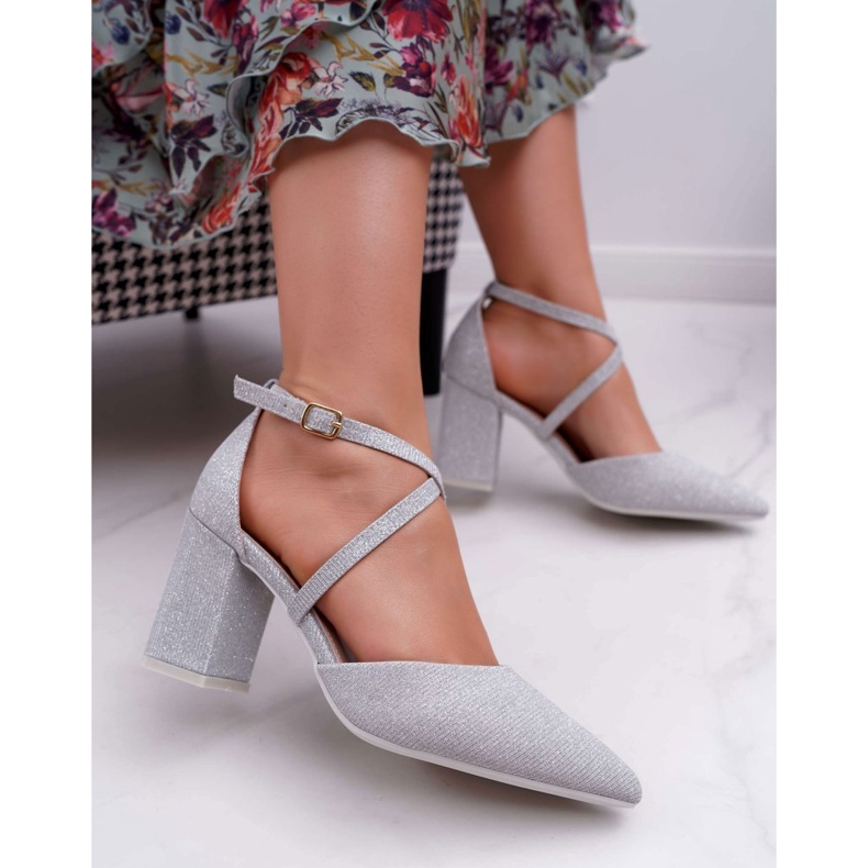 SEA Décolleté Da Donna Con Tacco Glitter Argento Perset grigio 1