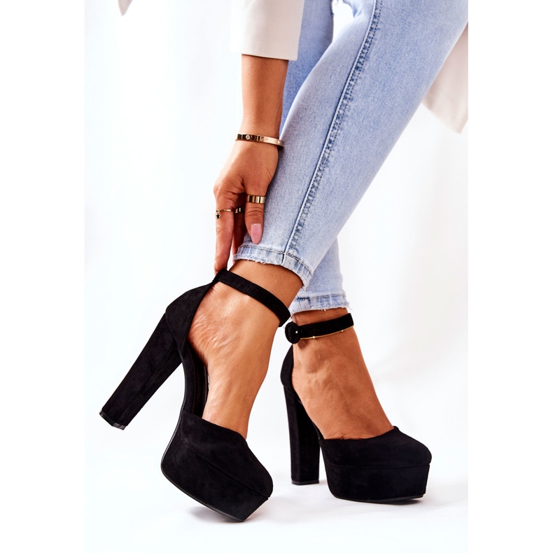 SEA Décolleté con tacco da donna con plateau in camoscio nero Netel 1