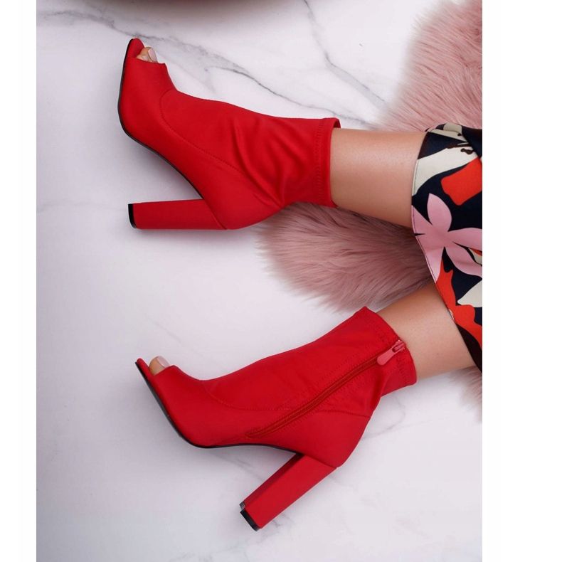 PS1 Stivaletti Donna Lycra Open Toe Rosso First 2