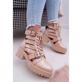 SEA Stivali Donna Con Tacco Piatto Primavera Verniciato Beige Singolo 1