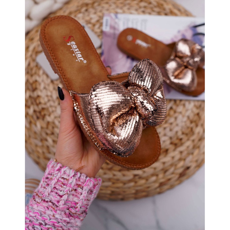 SEA Pantofole da donna con fiocco grande Champagne Big Love multicolore 1