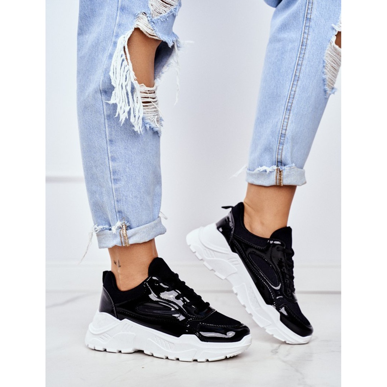 BUGO Scarpe Sportive da Donna Laccate Nere Wenson nero 1