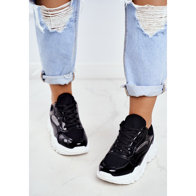 BUGO Scarpe Sportive da Donna Laccate Nere Wenson nero 2
