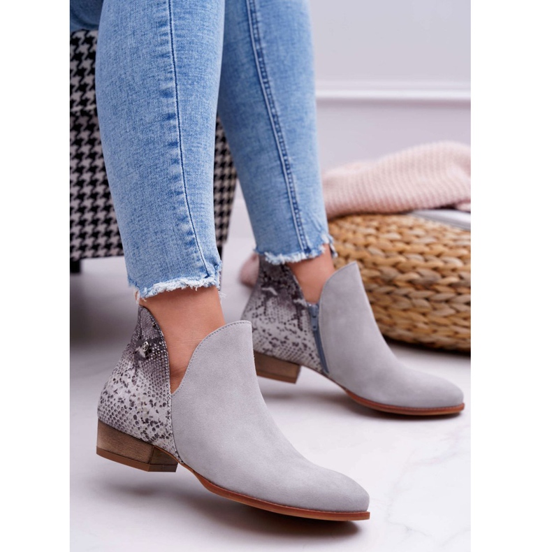 Stivali piatti da donna Maciejka Pelle Grigio 04091-03 / 00-5 1