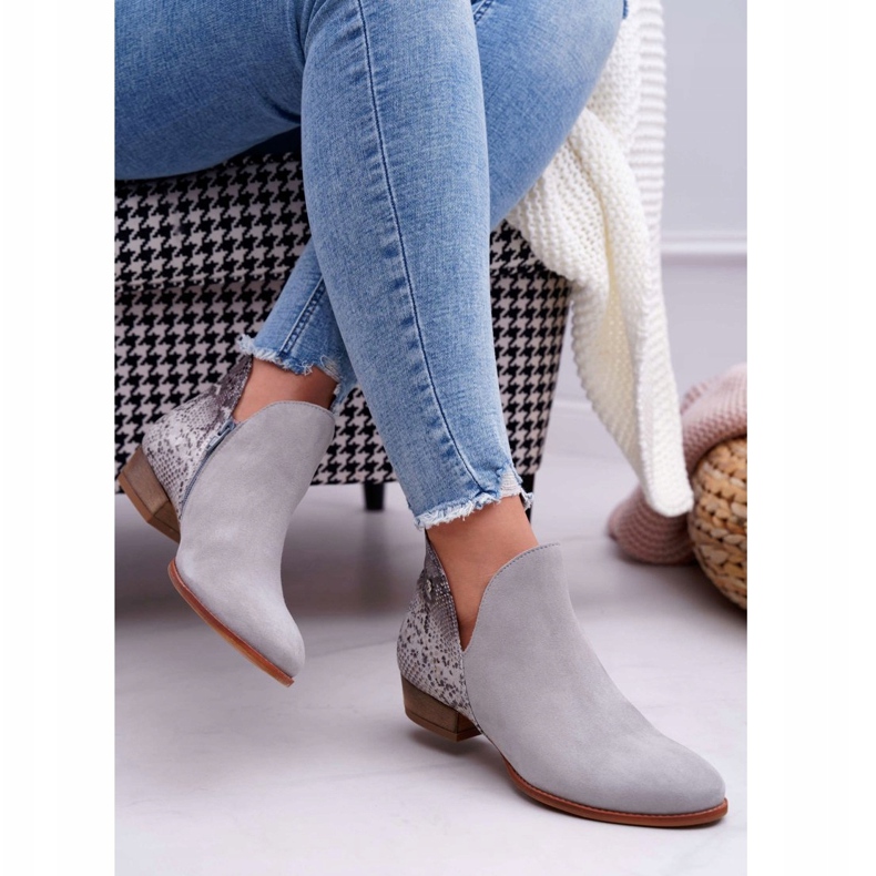 Stivali piatti da donna Maciejka Pelle Grigio 04091-03 / 00-5 2