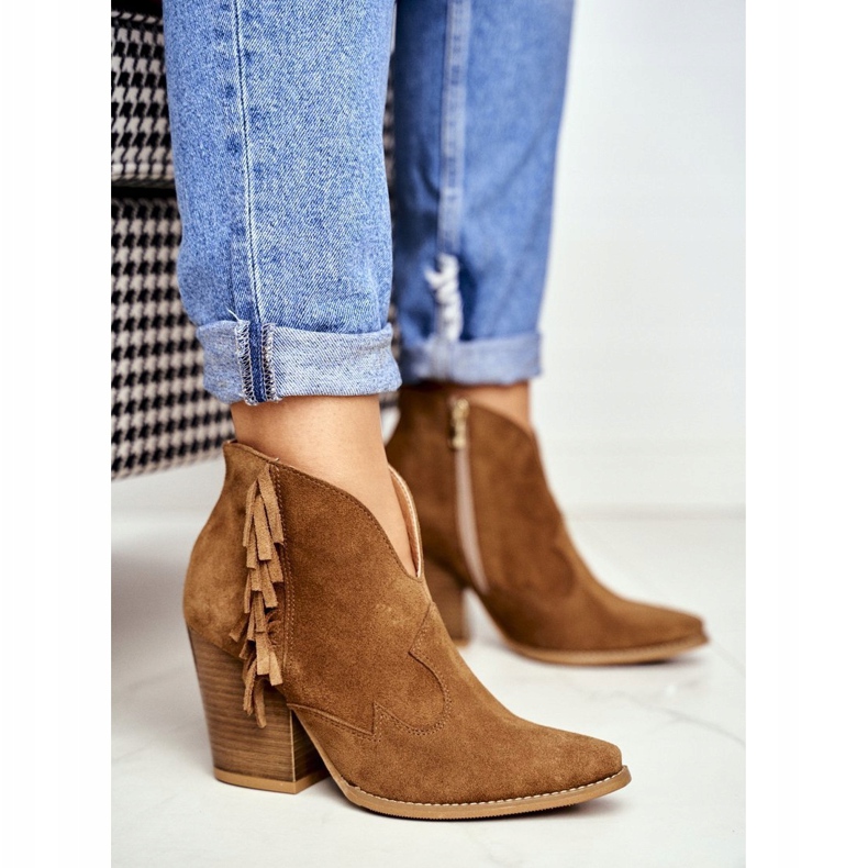 Stivali da donna in pelle con tacco Laura Messi Camel 2133 marrone 1