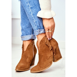 Stivali da donna in pelle con tacco Laura Messi Camel 2133 marrone 2