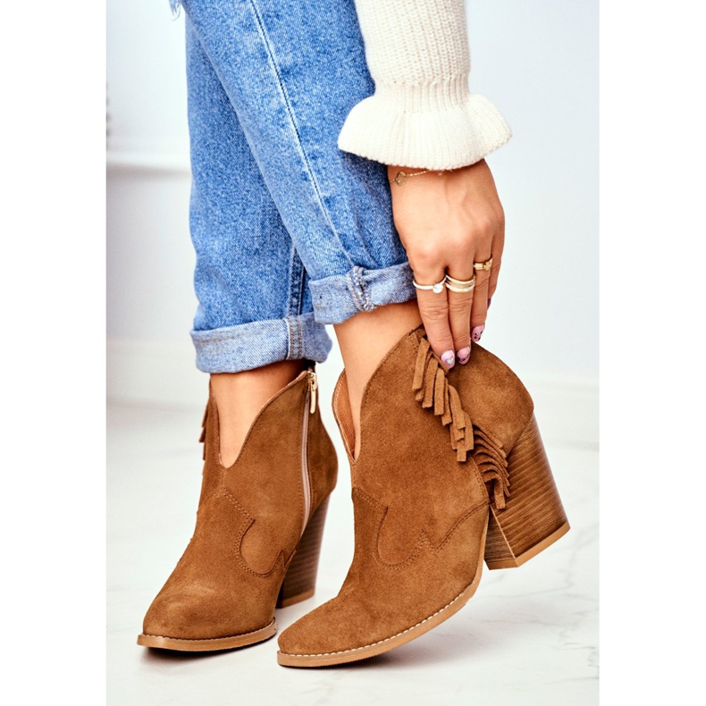 Stivali da donna in pelle con tacco Laura Messi Camel 2133 marrone 2