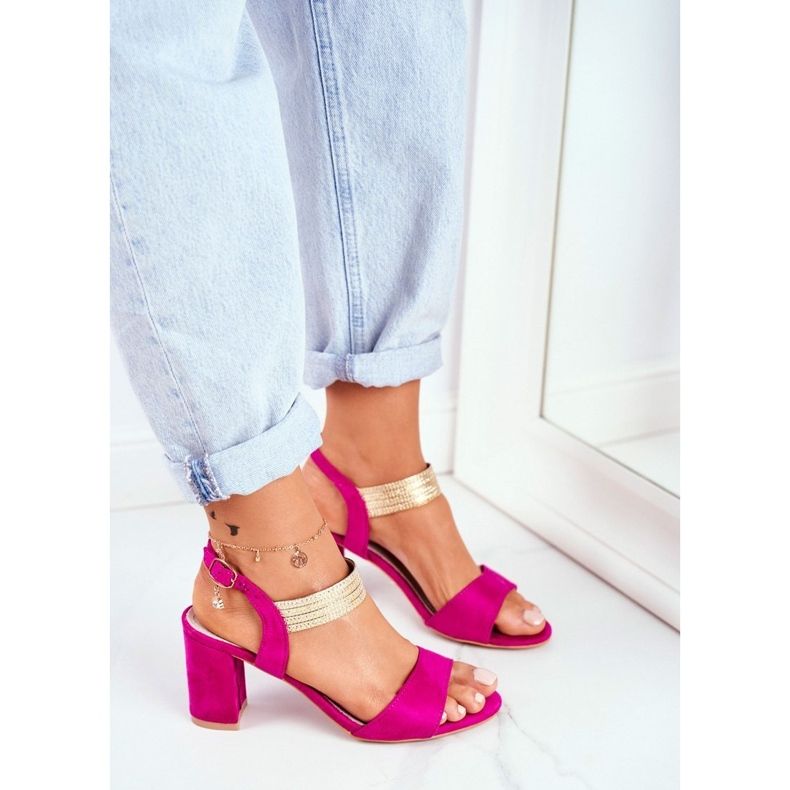 S.Barski Sandali Donna Con Tacco Camoscio Fucsia Enjoy rosa 2