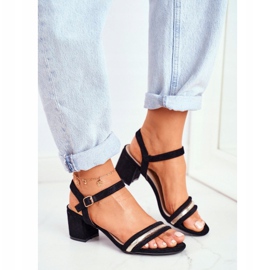S.Barski Sandali con tacco da donna con glitter neri Wixi nero 1