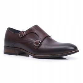 Scarpe brogue in pelle da uomo Monk Nikopol Brown 1720 marrone 1