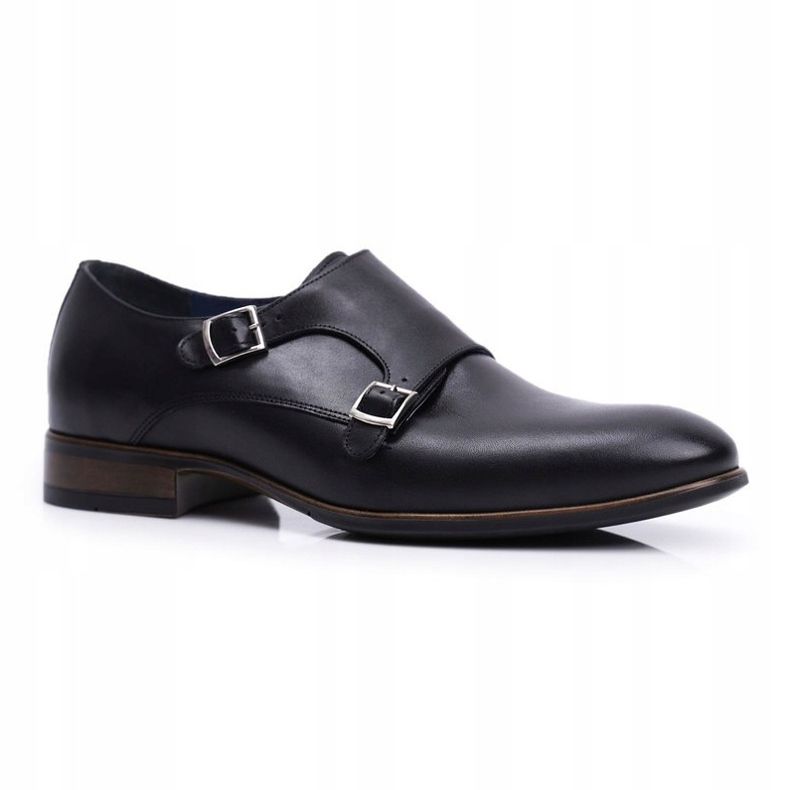Scarpe brogue da uomo in pelle Monk Nikopol Black 1720 nero 1