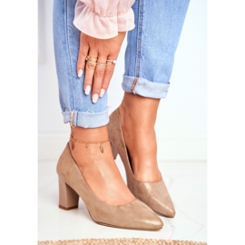 Décolleté da donna Sergio Leone PB403 Beige scintillante Herline 1