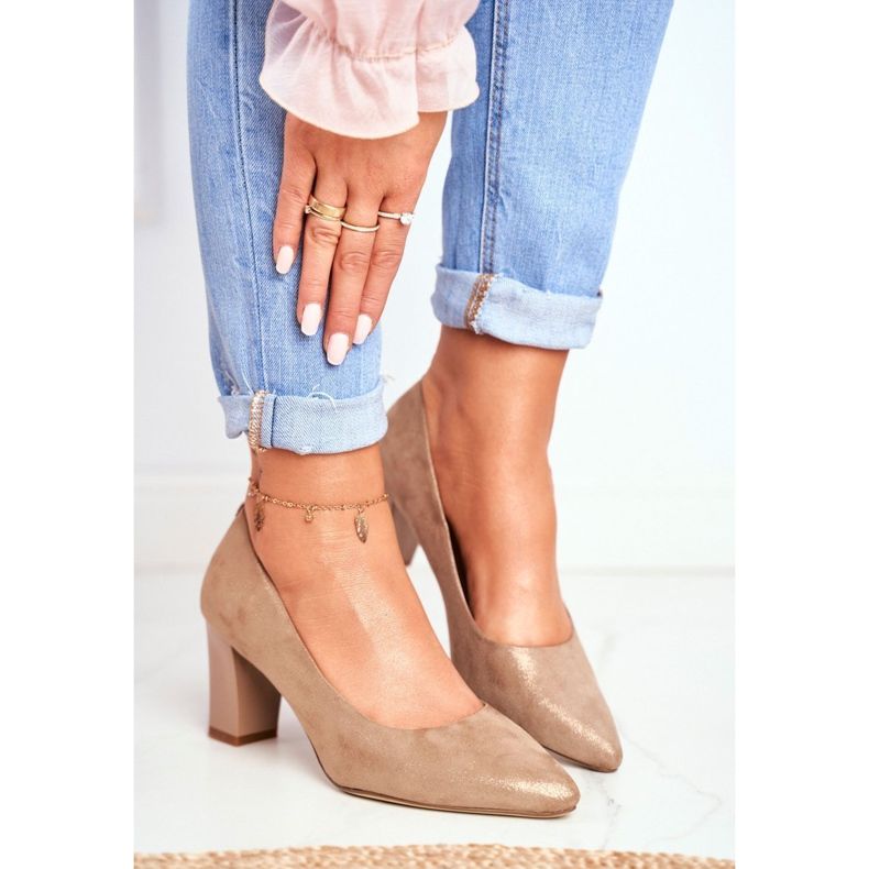 Décolleté da donna Sergio Leone PB403 Beige scintillante Herline 1
