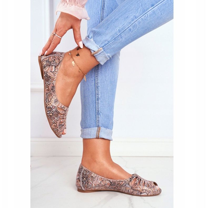 Ballerine da donna Maciejka in pelle marrone con motivi 03497-21 multicolore 2