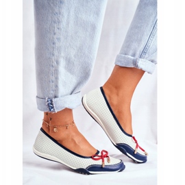 EVE Ballerine donna traforate in pelle bianca e rossa Erdola bianco rosso blu navy 2