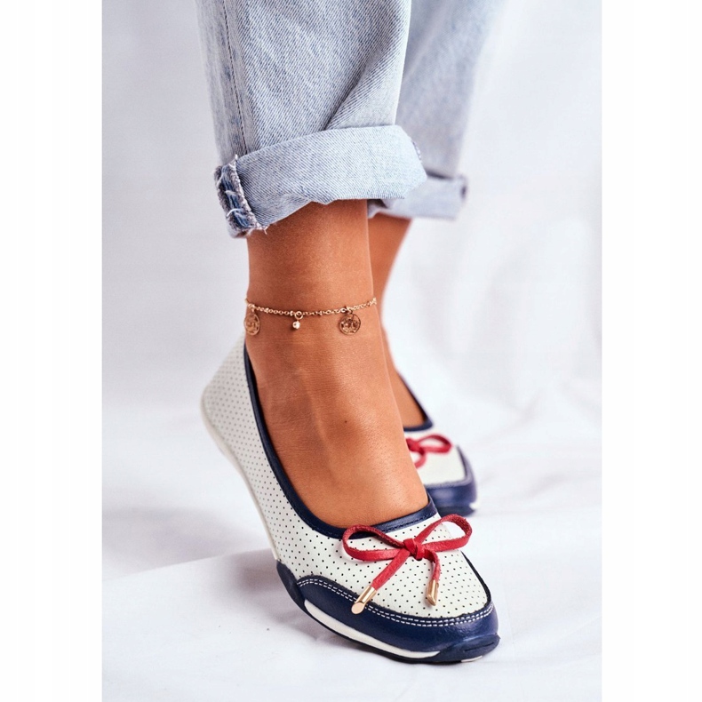 EVE Ballerine donna traforate in pelle bianca e rossa Erdola rosso blu navy 1