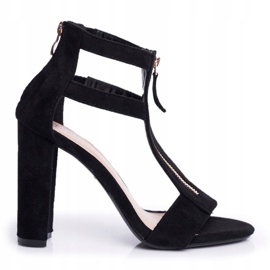 PS1 Sandali Donna Con Tacco Camoscio Nero Folly 1