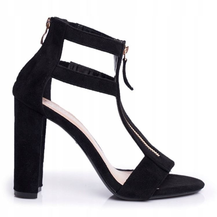 PS1 Sandali Donna Con Tacco Camoscio Nero Folly 1
