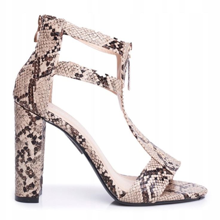 PS1 Sandali da donna con tacco Snake Folly beige marrone 2