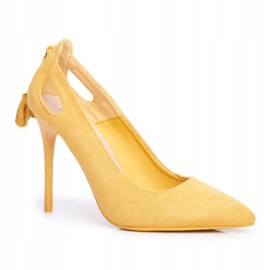PS1 Tacchi A Spillo Donna Scamosciati Con Spitz Giallo Leven 1