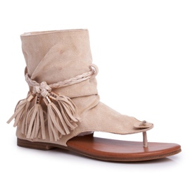 SEA Sandali Donna Infradito Con Gambo Beige SL1011 Madrit 2