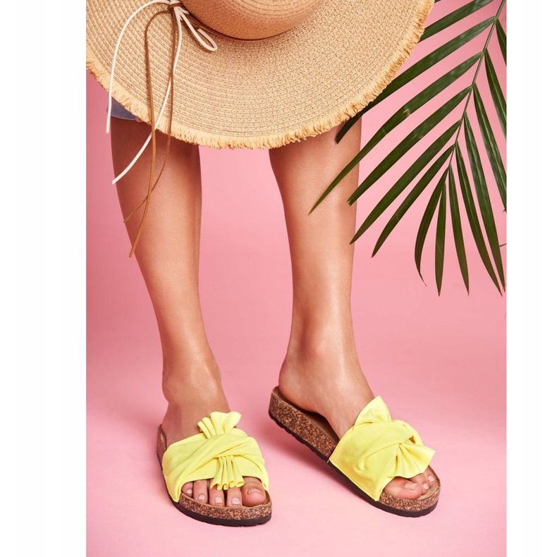 PS1 Pantofole da donna su fiocchi di sughero fiocco giallo neon 1