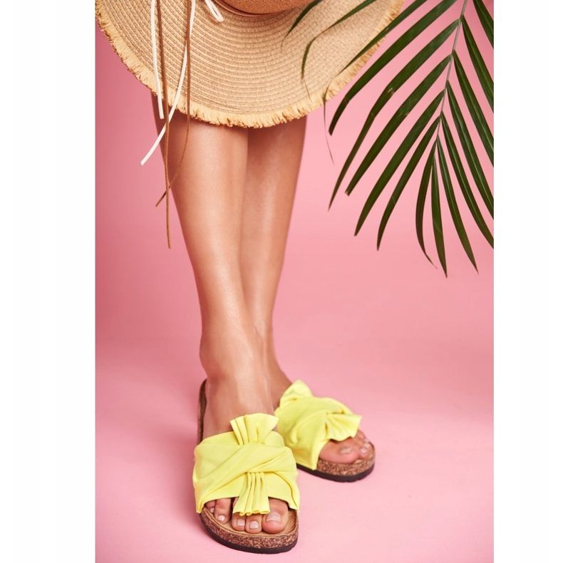 PS1 Pantofole da donna su fiocchi di sughero fiocco giallo neon 2