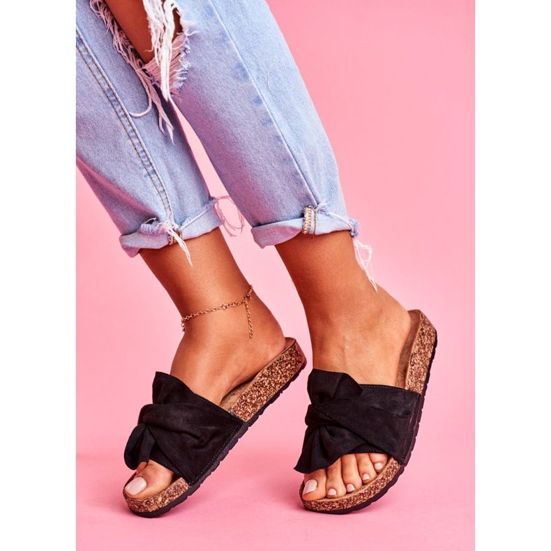 SEA Pantofole da donna su fiocchi di sughero nere Felis nero 2