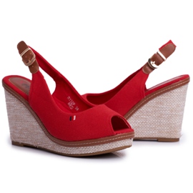 SEA Sandali da donna con zeppa Rosso Tommy 1
