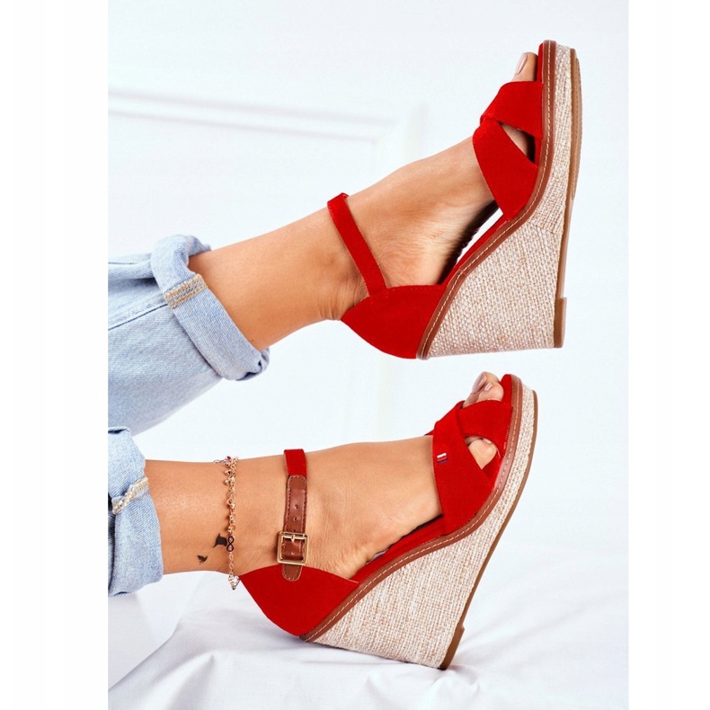 PS1 Sandali da donna con zeppa rossi LaMane rosso 1