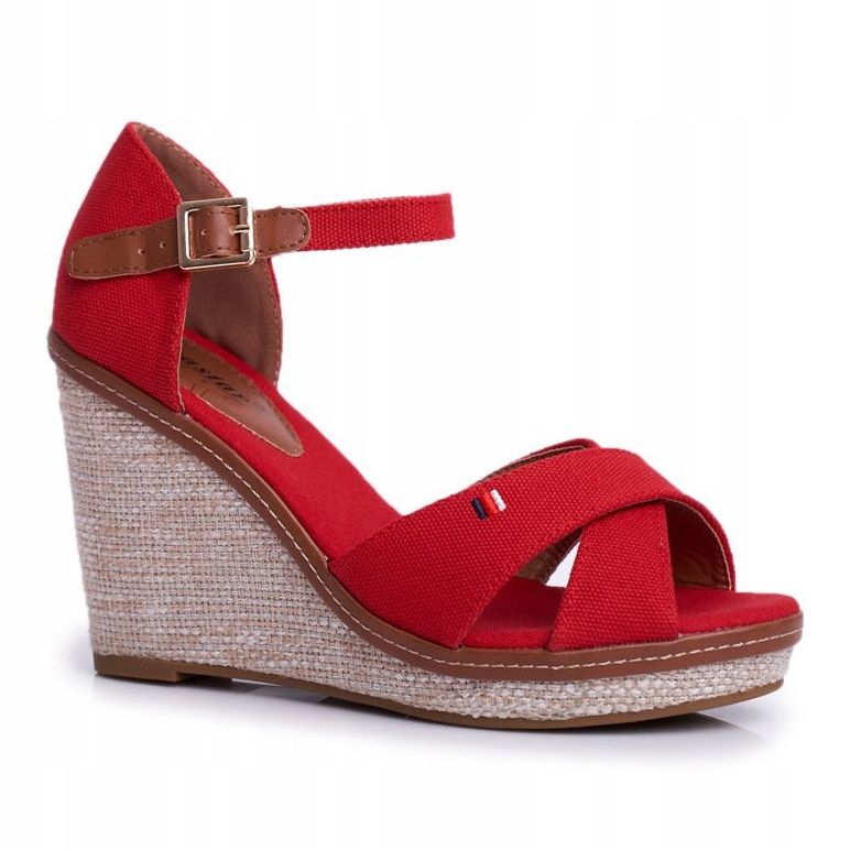PS1 Sandali da donna con zeppa rossi LaMane rosso 2