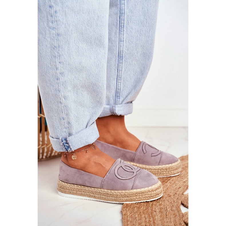 SEA Espadrillas da donna con suola spessa in lino Grigio Febi 2