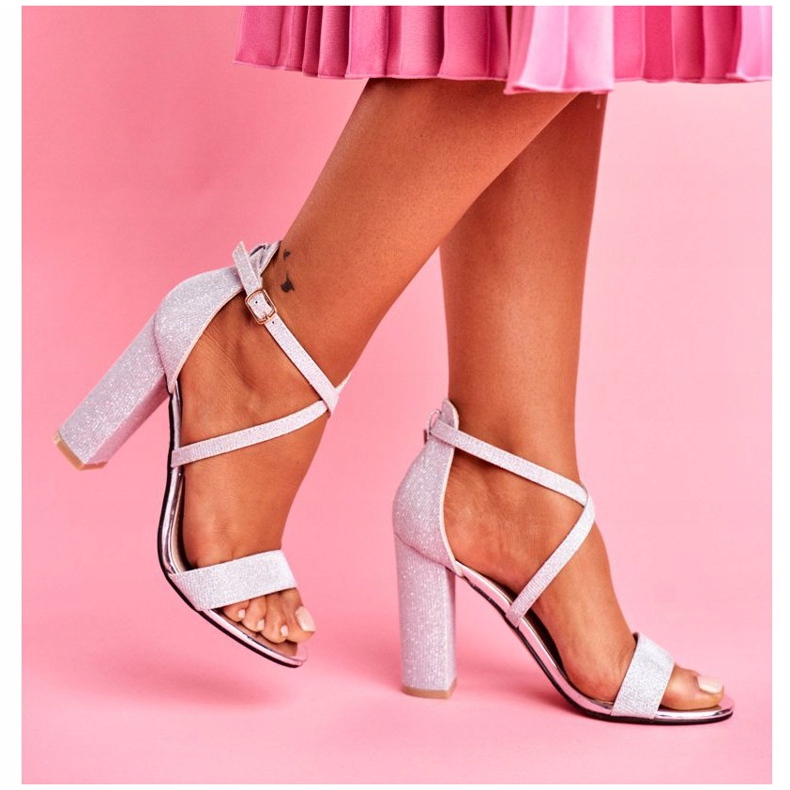 PS1 Sandali Donna Con Tacco Broccato Argento Vivi grigio 2