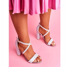PS1 Sandali Donna Con Tacco Broccato Argento Vivi grigio 1