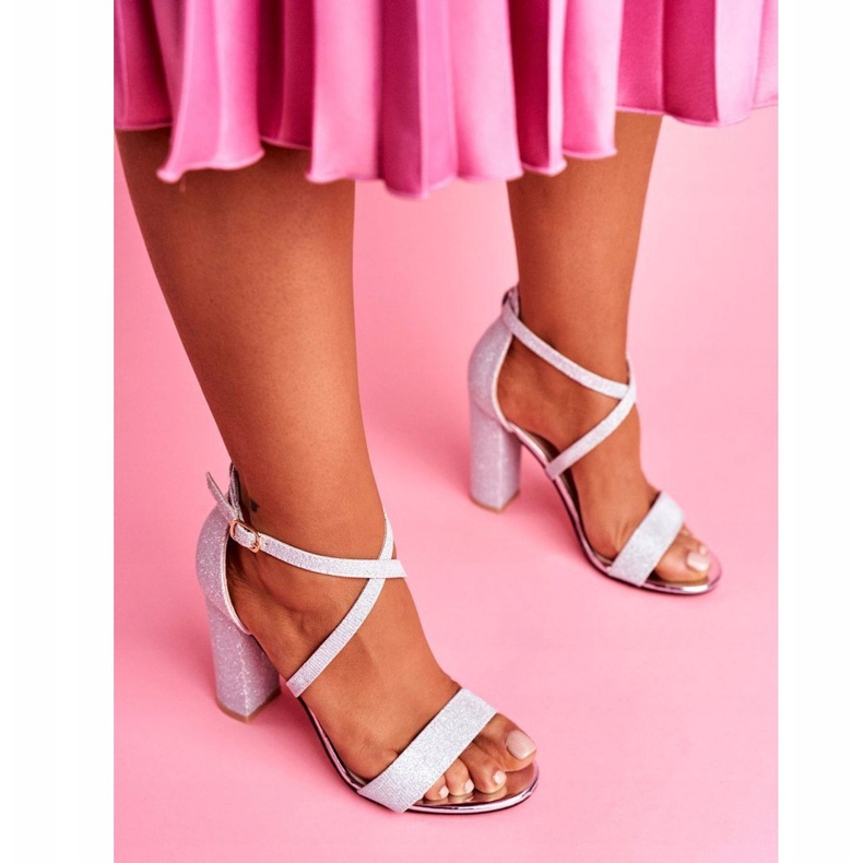 PS1 Sandali Donna Con Tacco Broccato Argento Vivi grigio 1
