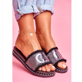 PS1 Pantofole da donna Black Valley con cristalli nero 2